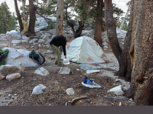 Setting up camp at "Camp Lake"